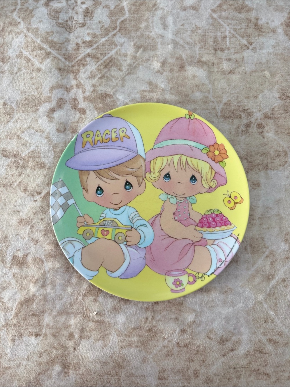 2006 Precious Moments Yellow & Pink Children Illustration Decorative Plate
